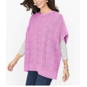 Talbots Cable Knit Lilac Sleeveless Women’s Poncho Size XS-S NWT